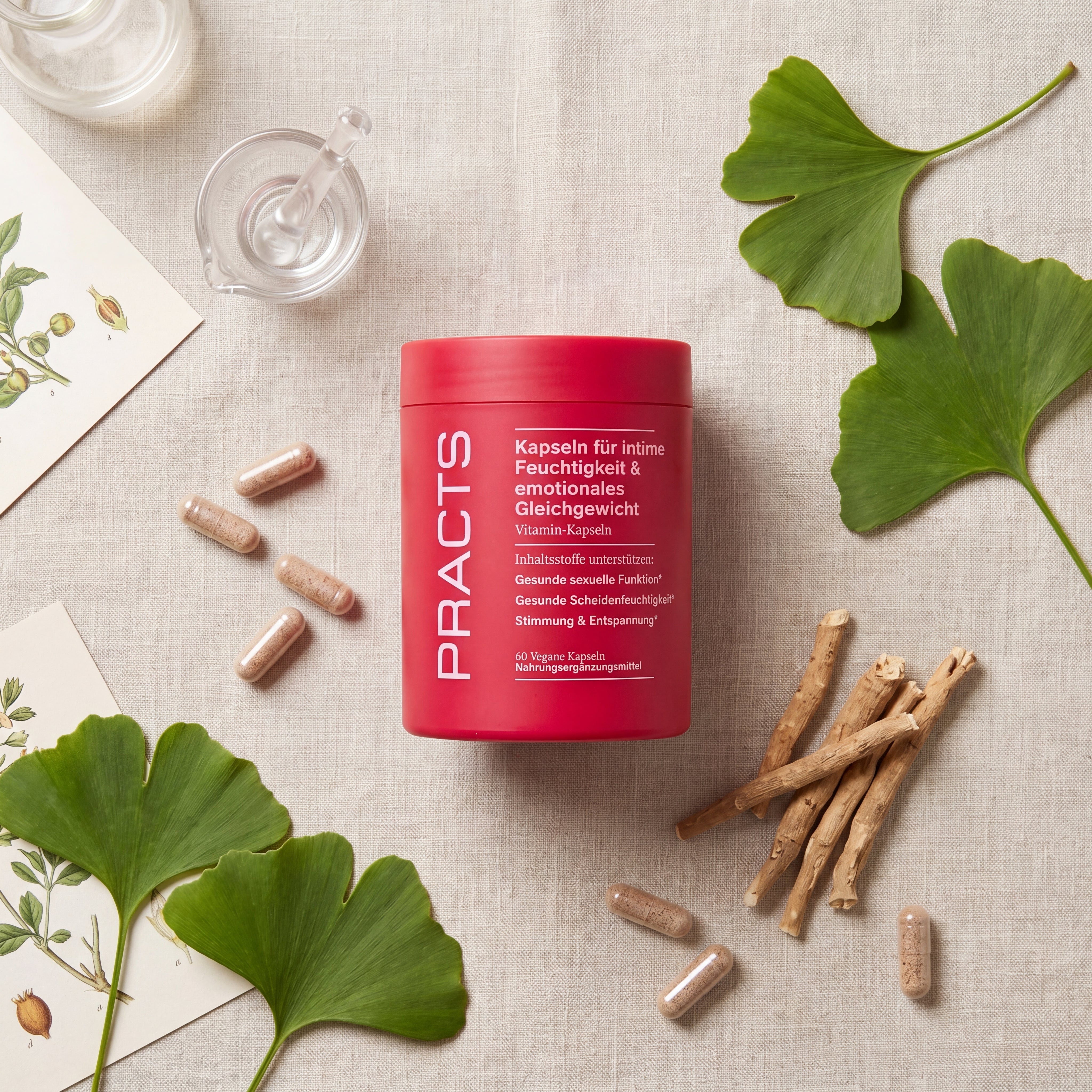 PRACTS Kapseln für Intimfeuchtigkeit & emotionale Balance