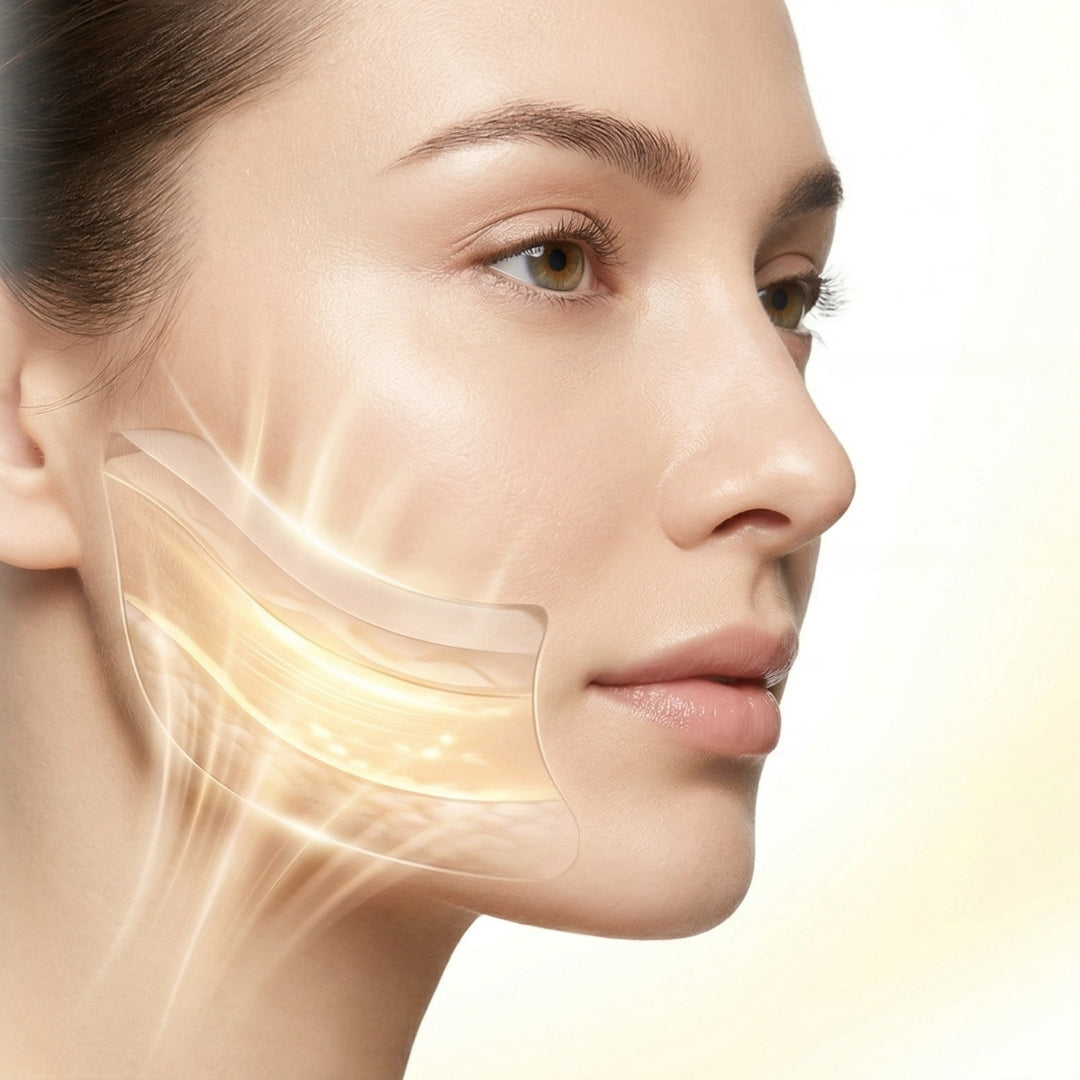 Side profile face diagram showing surface tightening and deeper repair